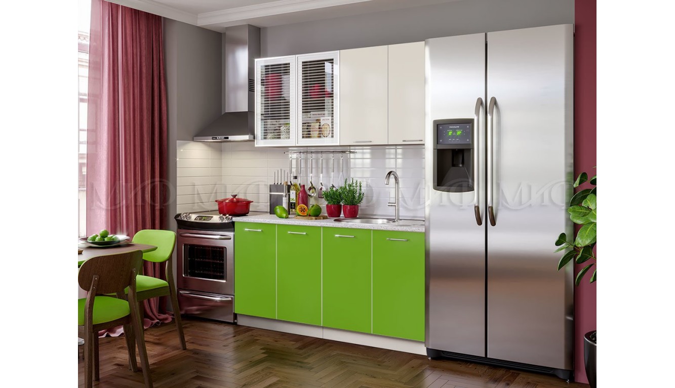  Кухня Зеленый \ белый 1,6м