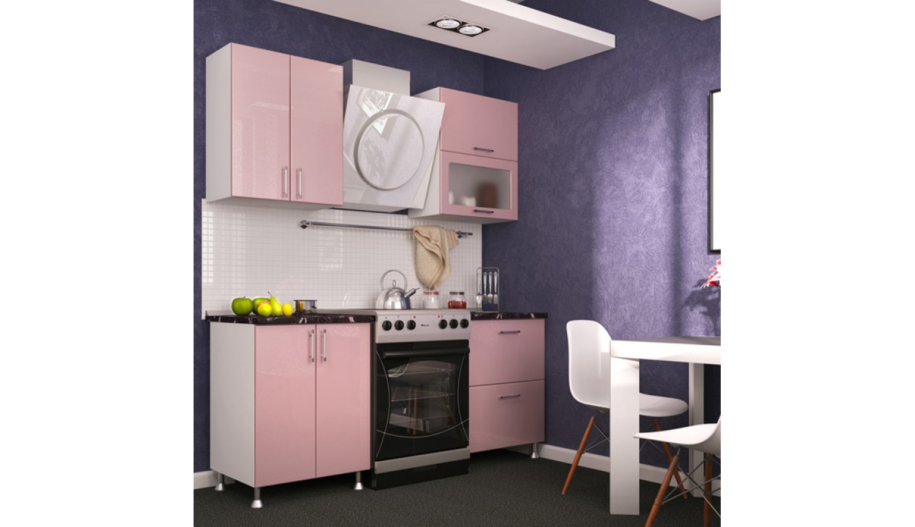 Кухня Техно Розовый металлик МДФ" 1,6м.